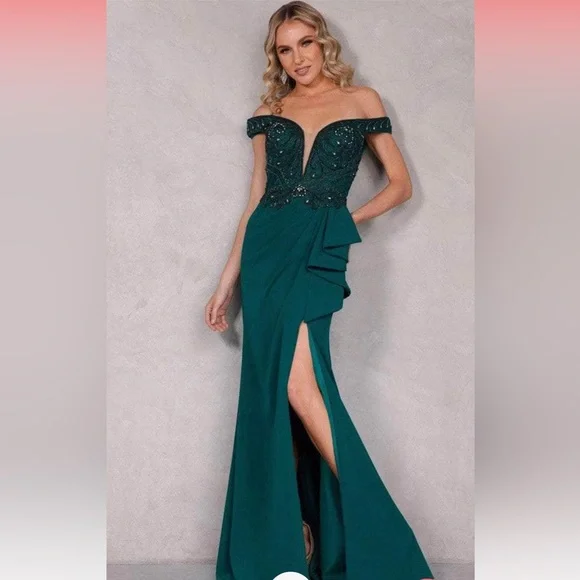 terani couture evening dresses Terani Couture 252M5364 Long Fitted Formal Peplum Evening Dress main image 0